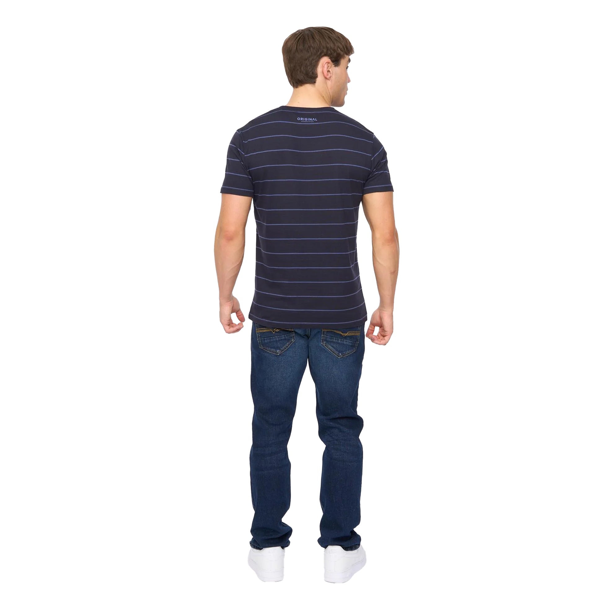 Navy - Back - Crosshatch Mens Hemtowns T-Shirt