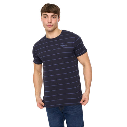 Navy - Side - Crosshatch Mens Hemtowns T-Shirt