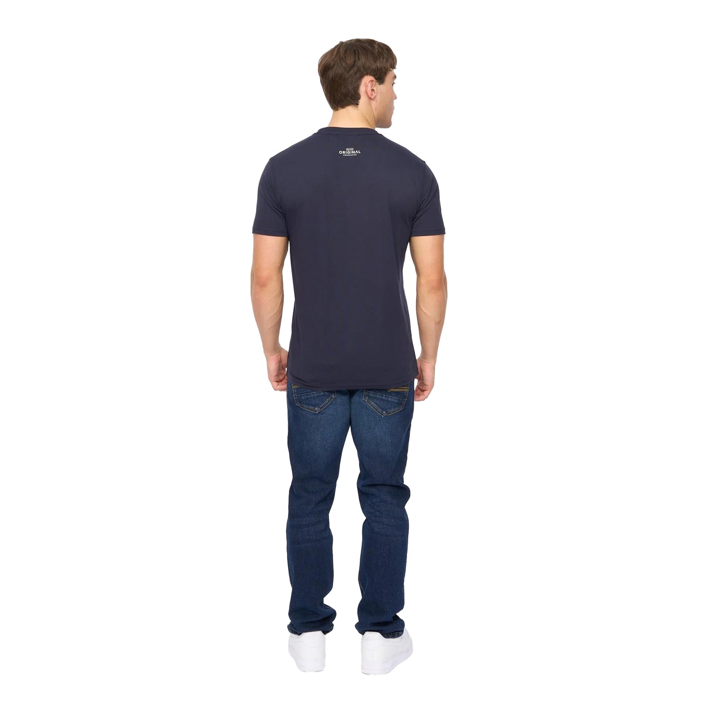 Navy - Back - Crosshatch Mens Chevin T-Shirt