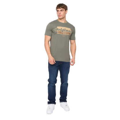 Olive - Lifestyle - Crosshatch Mens Chevin T-Shirt