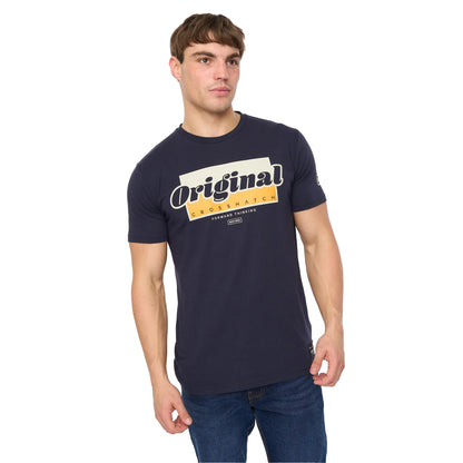 Navy - Side - Crosshatch Mens Chevin T-Shirt