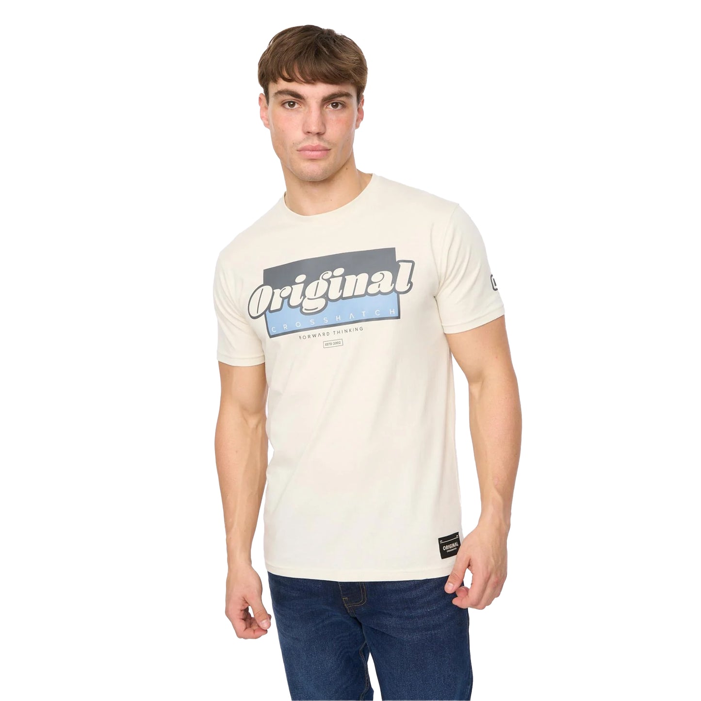 Off White - Front - Crosshatch Mens Chevin T-Shirt