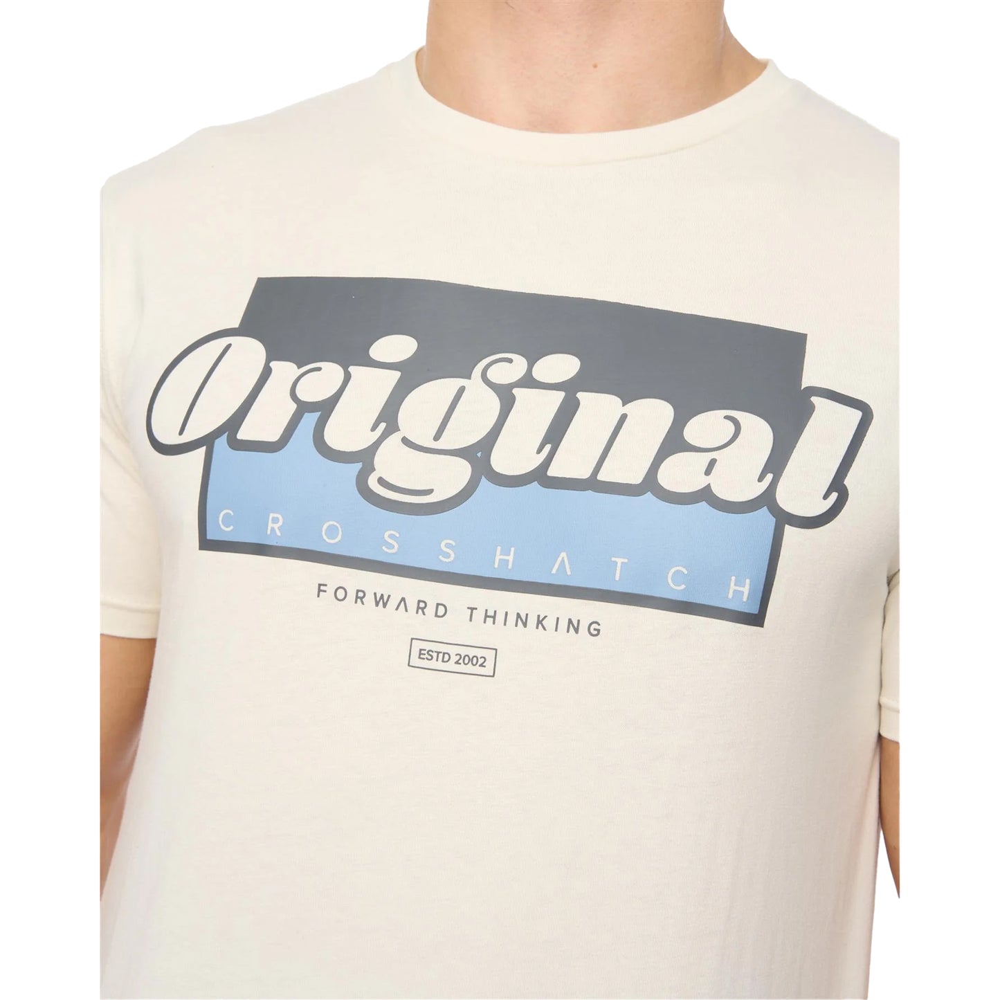 Off White - Back - Crosshatch Mens Chevin T-Shirt