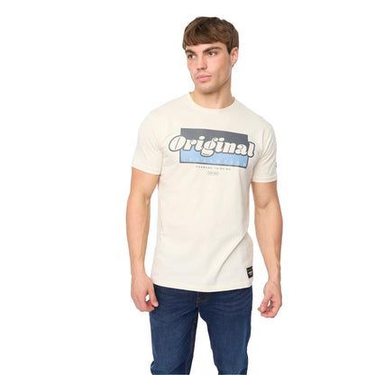 Off White - Side - Crosshatch Mens Chevin T-Shirt
