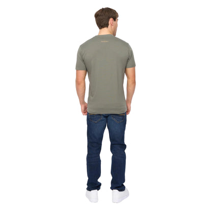 Olive - Back - Crosshatch Mens Chevin T-Shirt