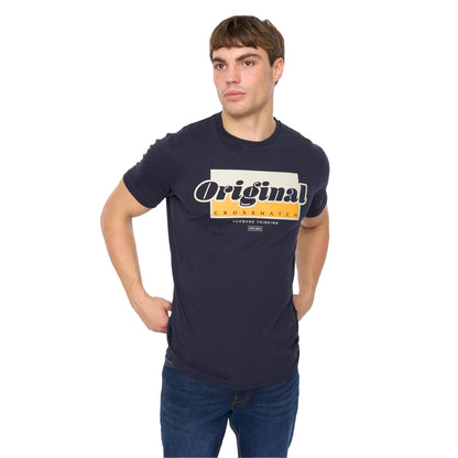 Navy - Front - Crosshatch Mens Chevin T-Shirt