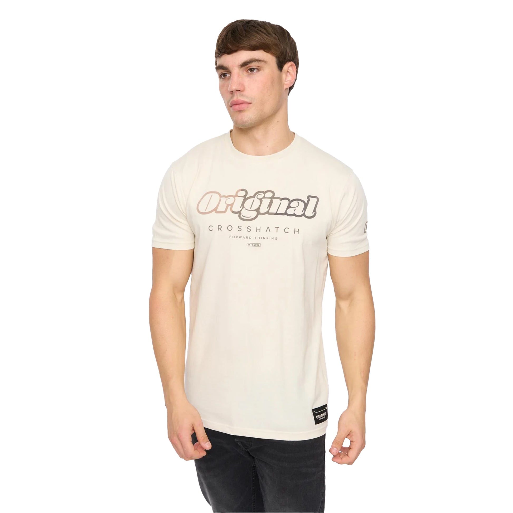 Off White - Side - Crosshatch Mens Hybridge T-Shirt