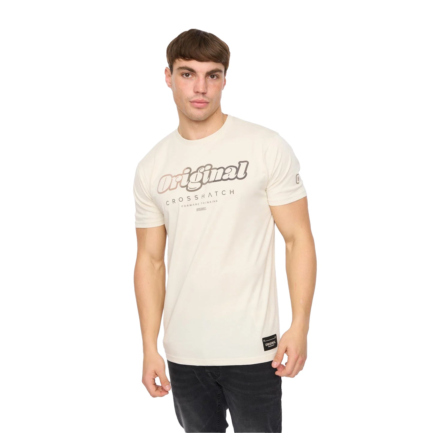 Off White - Front - Crosshatch Mens Hybridge T-Shirt
