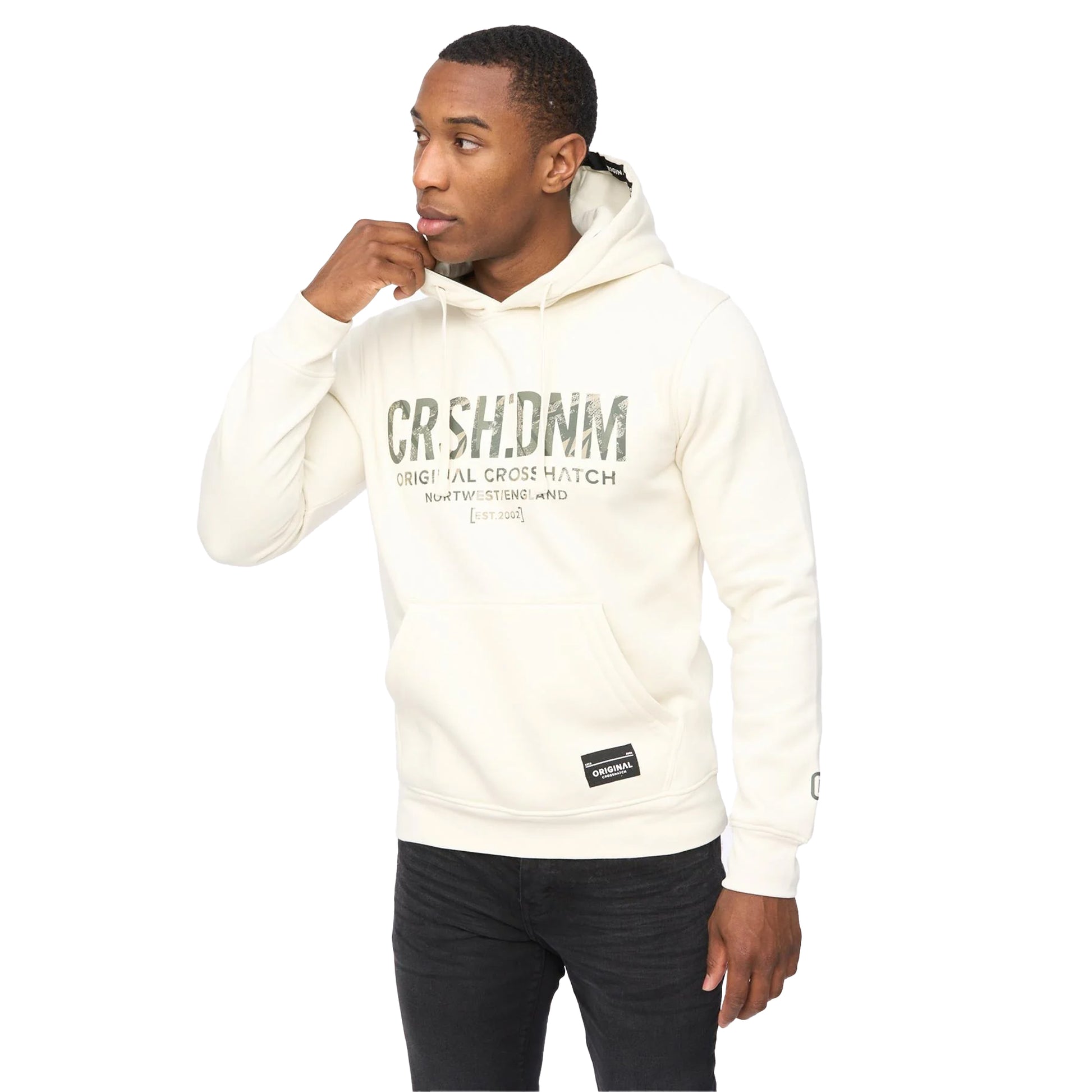 Off White - Side - Crosshatch Mens Campbox Hoodie