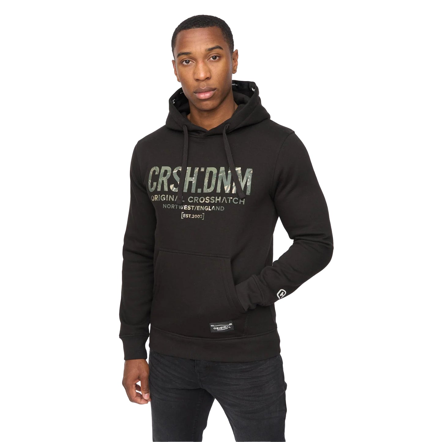 Black - Front - Crosshatch Mens Campbox Hoodie
