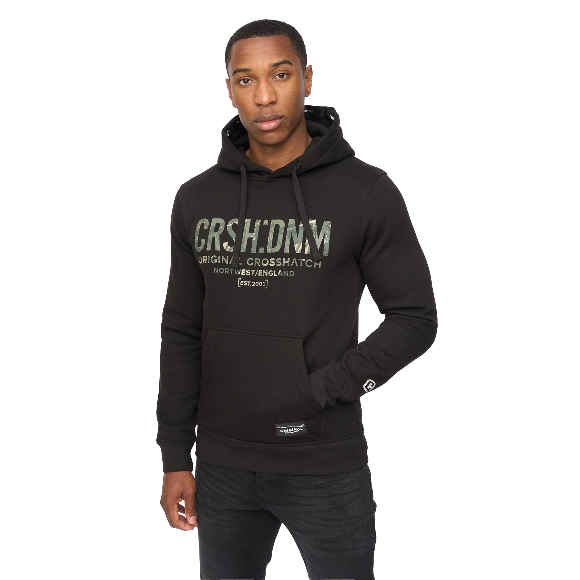 Black - Front - Crosshatch Mens Campbox Hoodie