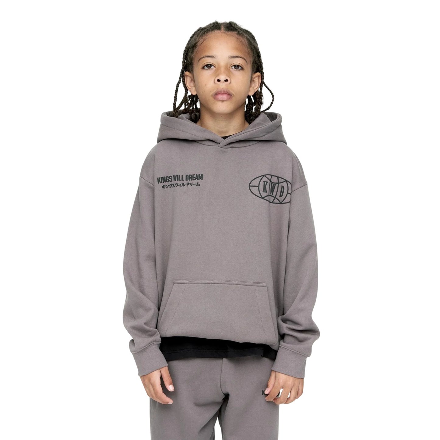 Grey - Front - Kings Will Dream Boys Studio Duo Line Hoodie