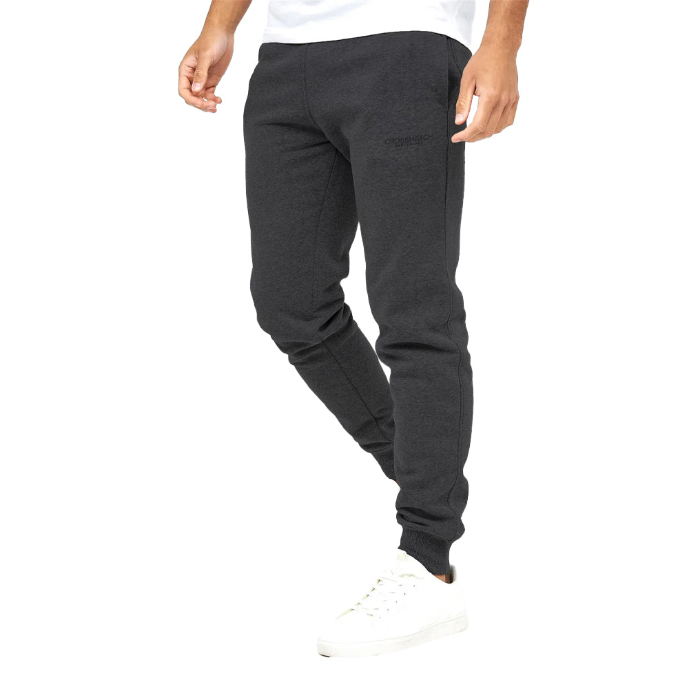 Black-Charcoal-Navy - Side - Crosshatch Mens Mayview Jogging Bottoms (Pack of 3)