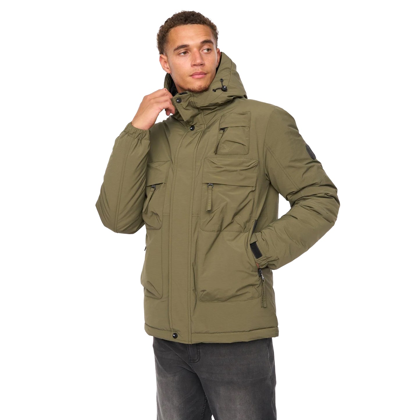 Khaki Green - Side - Duck and Cover Mens Jelforth Jacket