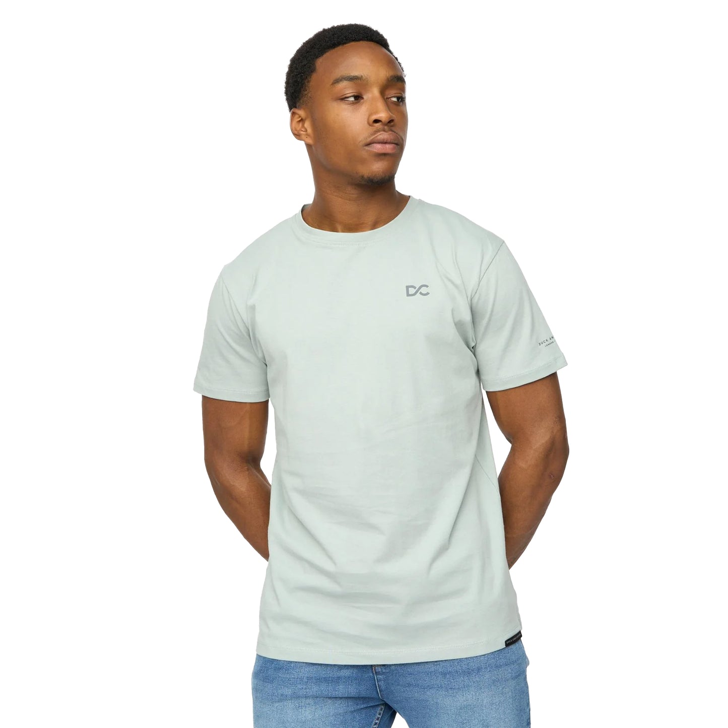 Steel Blue - Side - Duck and Cover Mens Trimlines Heavyweight T-Shirt