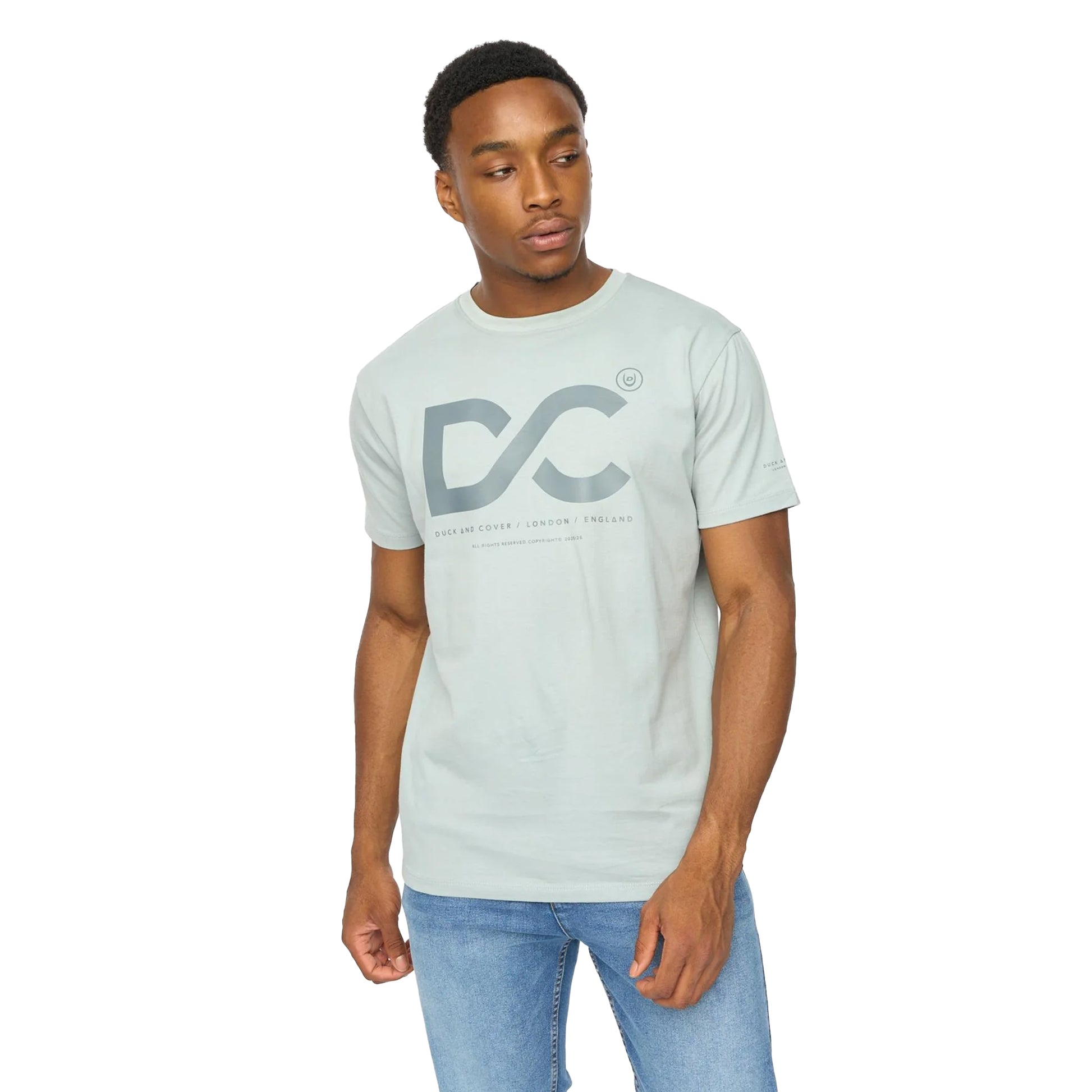 Steel Blue - Side - Duck and Cover Mens Polymoore Heavyweight T-Shirt