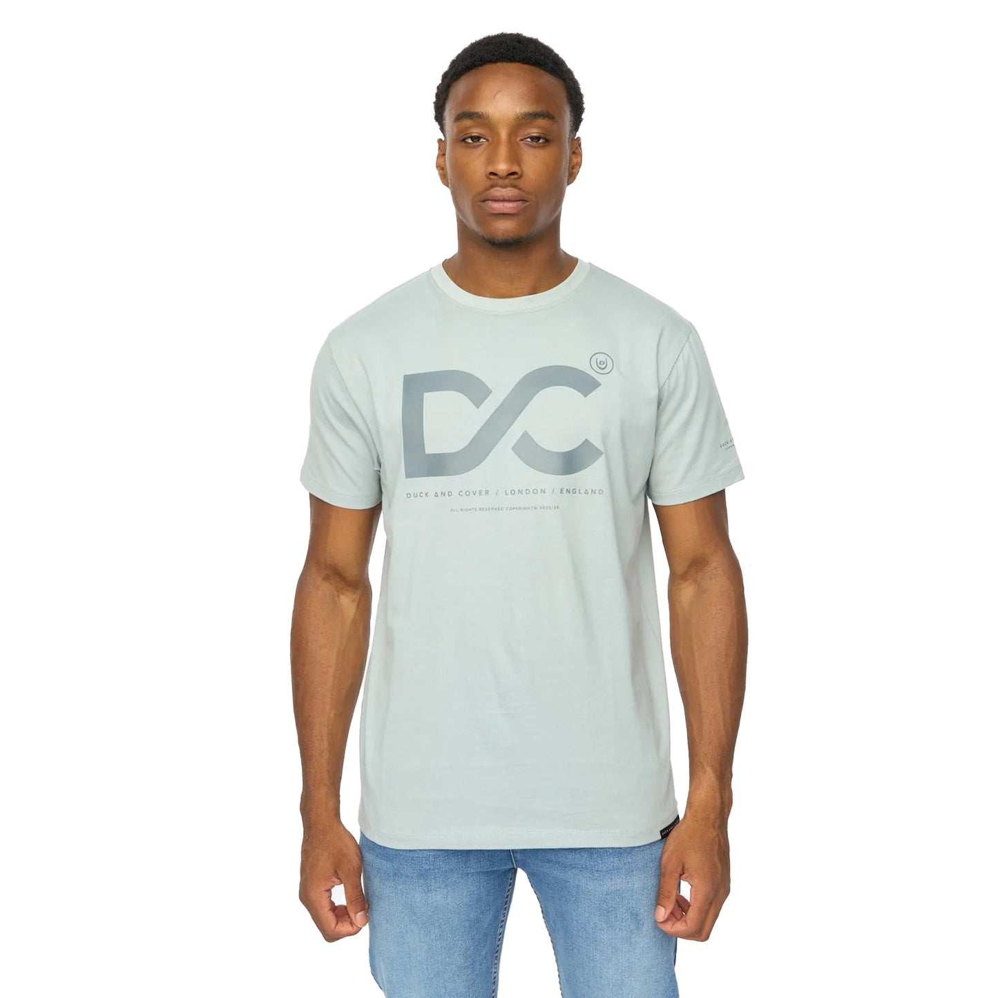 Steel Blue - Front - Duck and Cover Mens Polymoore Heavyweight T-Shirt