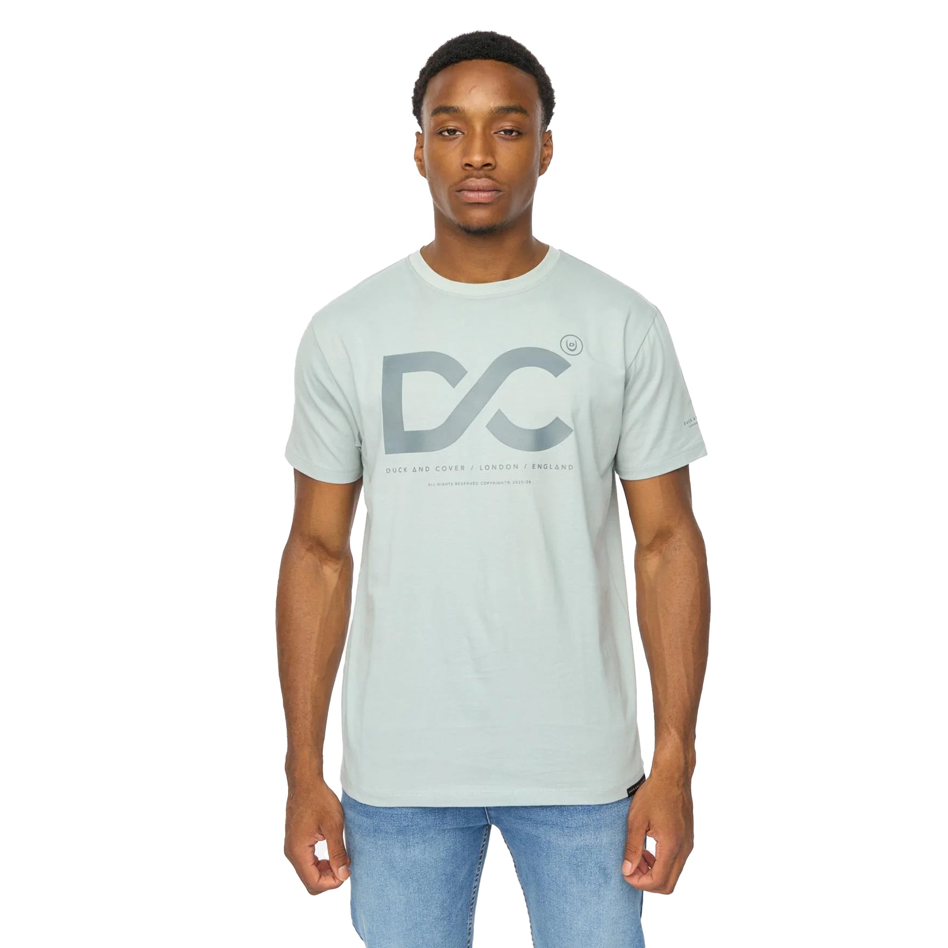 Steel Blue - Front - Duck and Cover Mens Polymoore Heavyweight T-Shirt