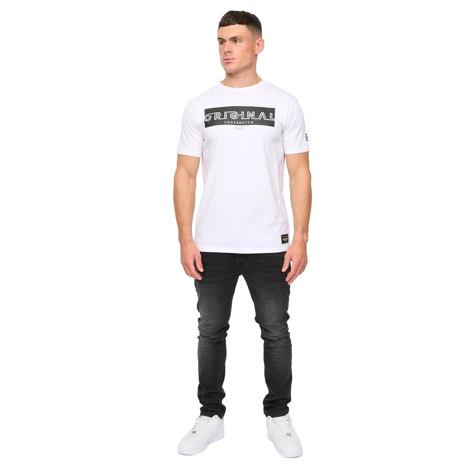 White - Lifestyle - Crosshatch Mens Kratmoss T-Shirt