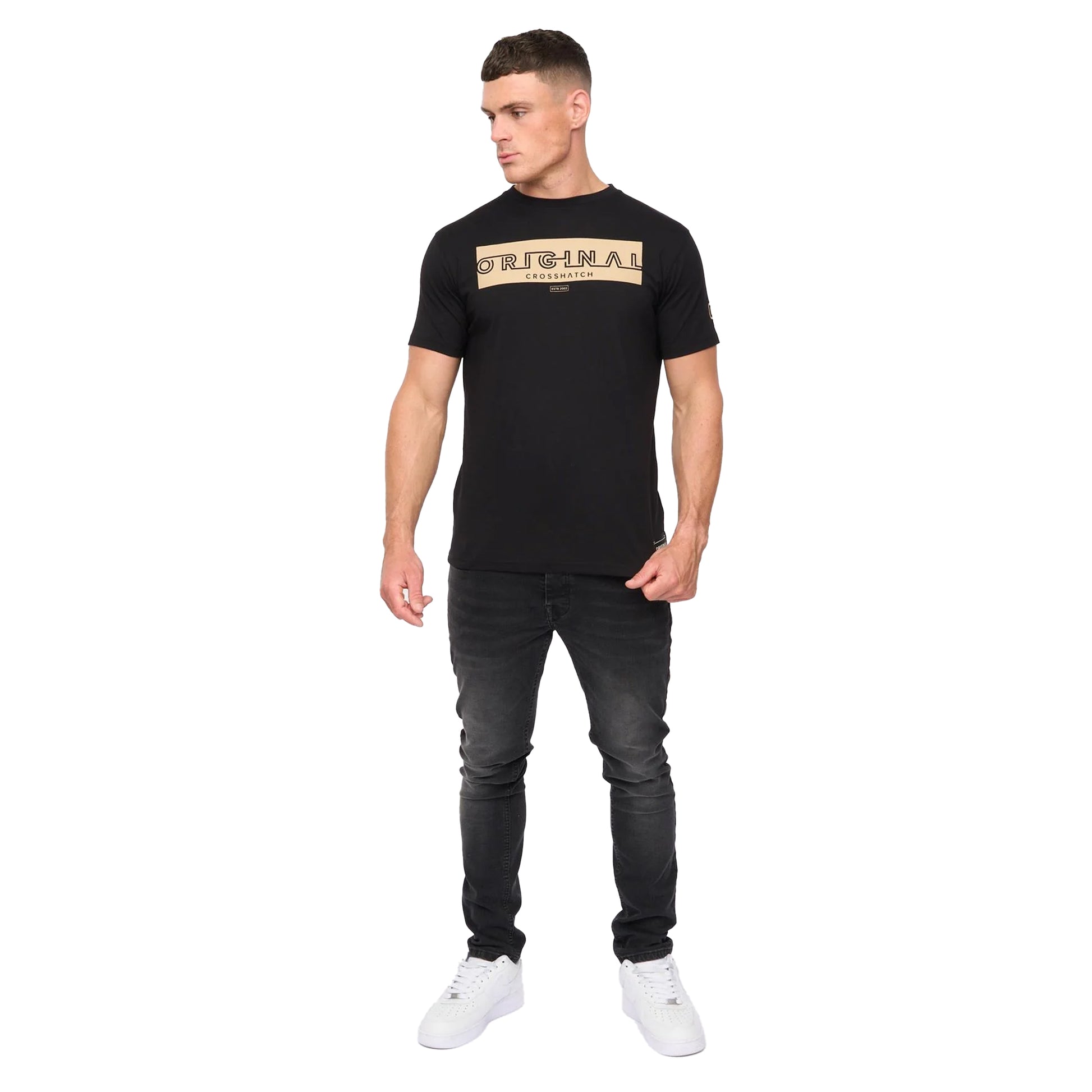 Black - Lifestyle - Crosshatch Mens Kratmoss T-Shirt