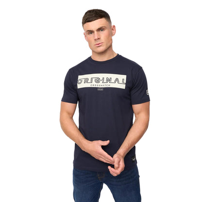 Navy - Front - Crosshatch Mens Kratmoss T-Shirt