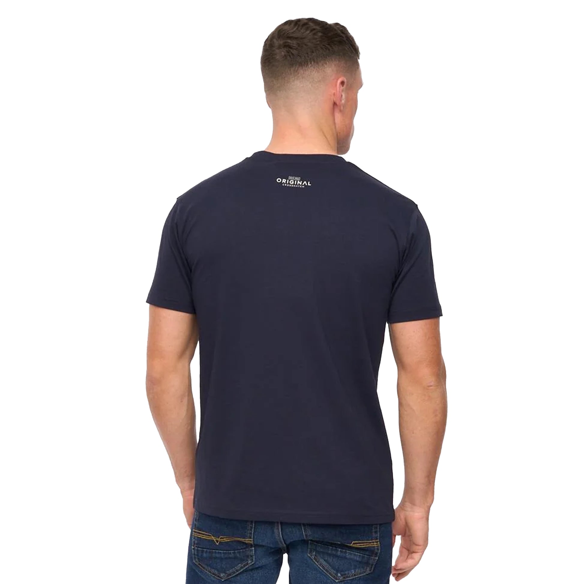 Navy - Back - Crosshatch Mens Kratmoss T-Shirt