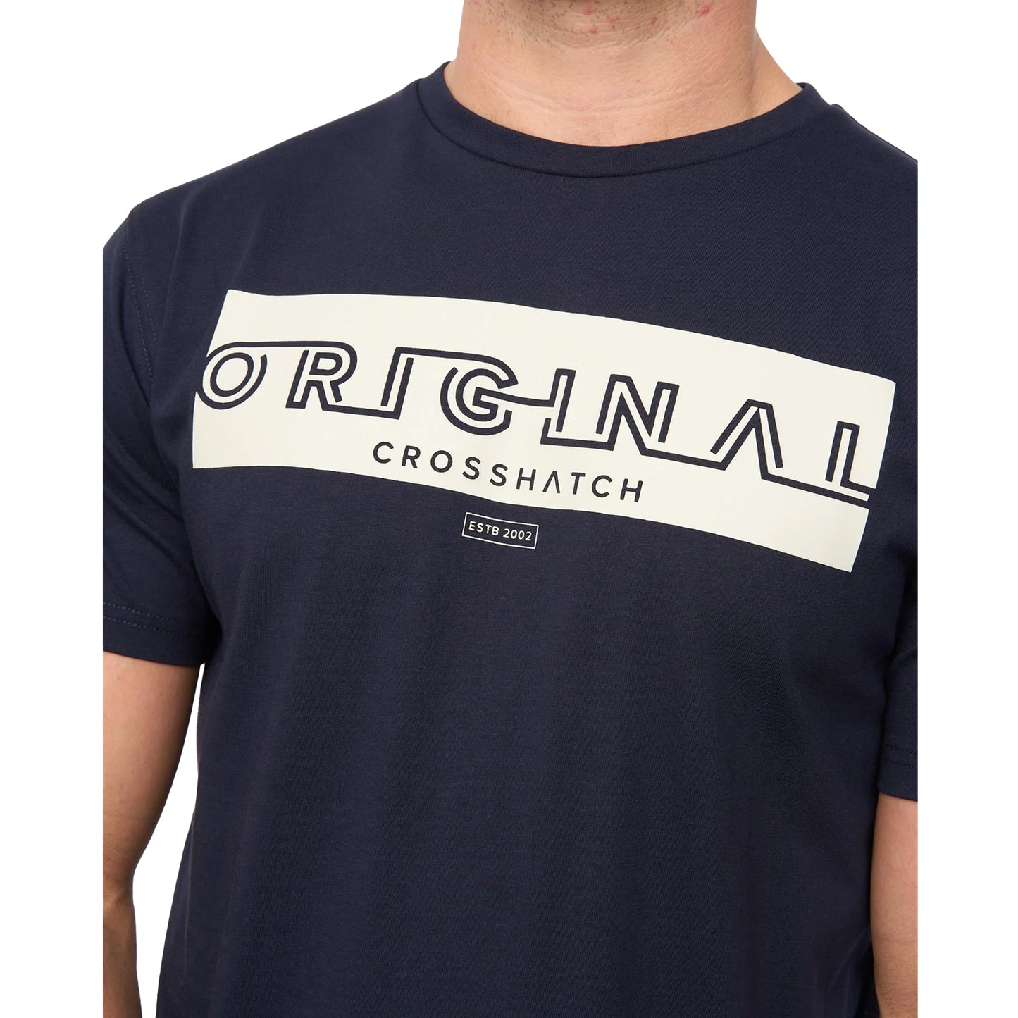 Navy - Side - Crosshatch Mens Kratmoss T-Shirt