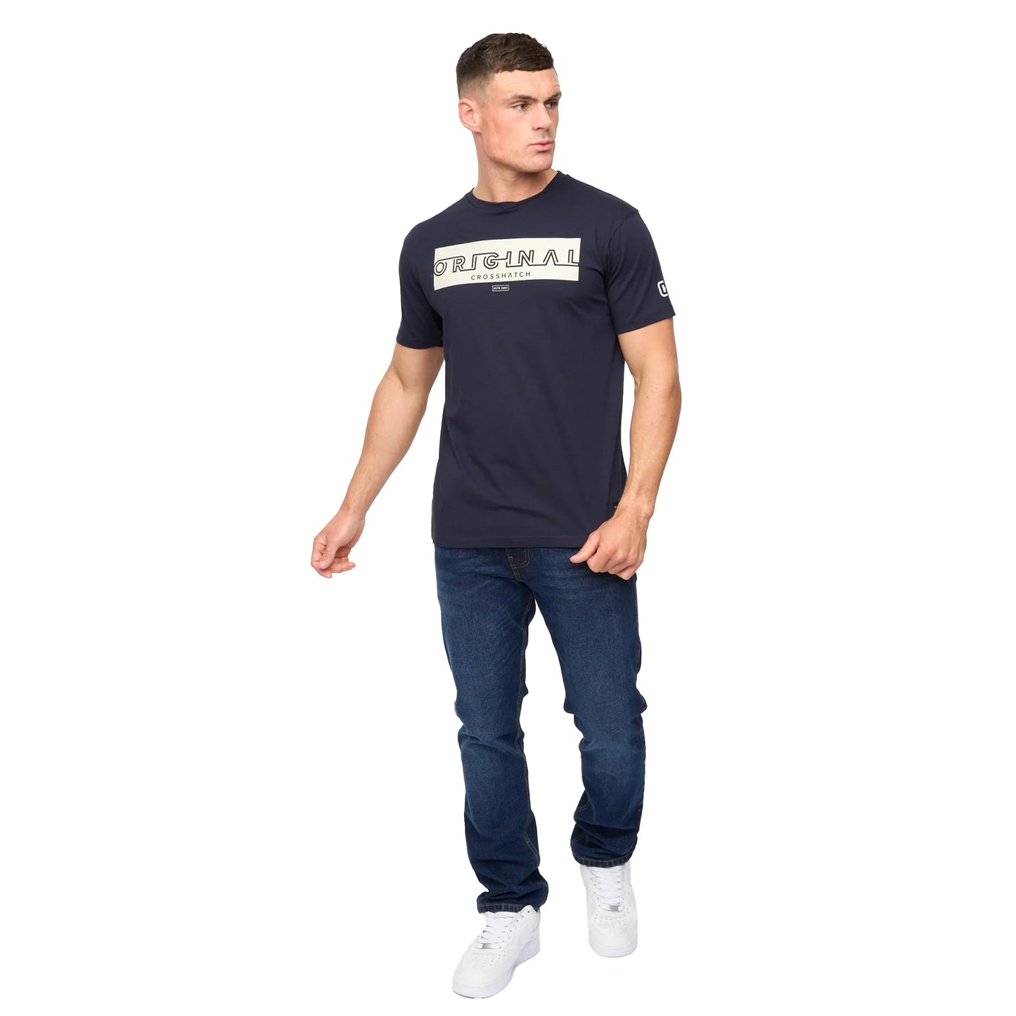Navy - Lifestyle - Crosshatch Mens Kratmoss T-Shirt