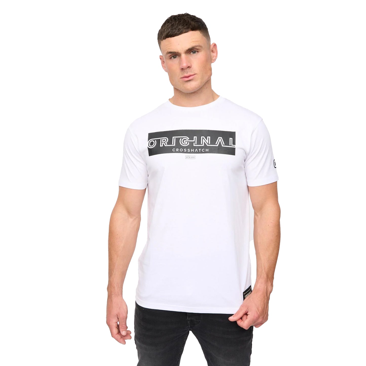 White - Front - Crosshatch Mens Kratmoss T-Shirt