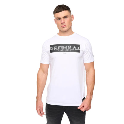 White - Front - Crosshatch Mens Kratmoss T-Shirt