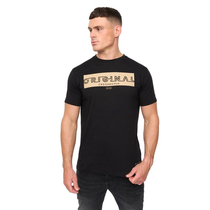 Black - Front - Crosshatch Mens Kratmoss T-Shirt