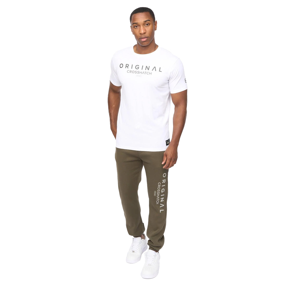 White - Side - Crosshatch Mens Jamals T-Shirt