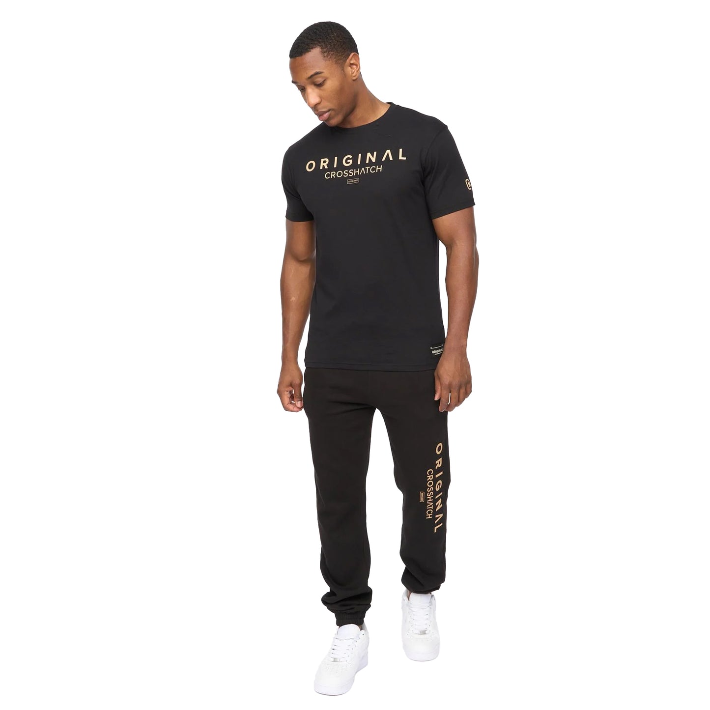 Black - Side - Crosshatch Mens Jamals T-Shirt