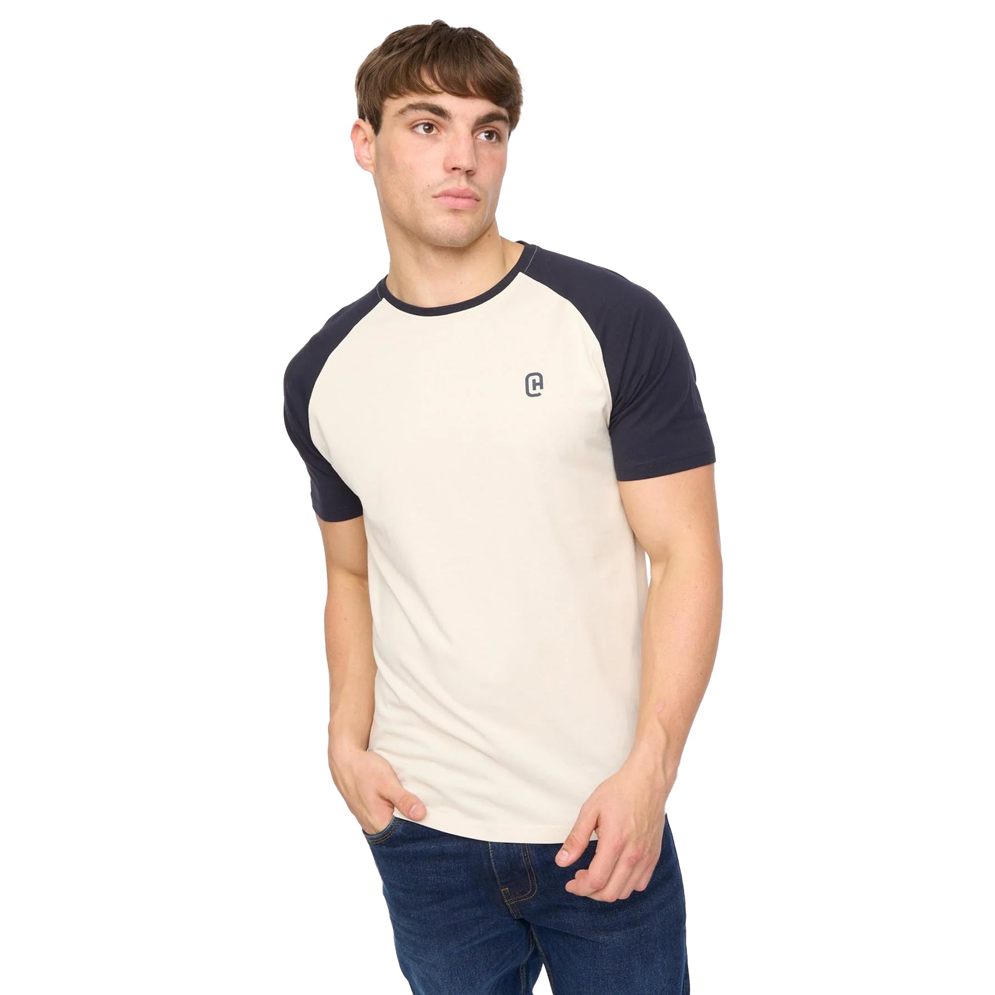 Navy-Off White - Side - Crosshatch Mens Remison T-Shirt