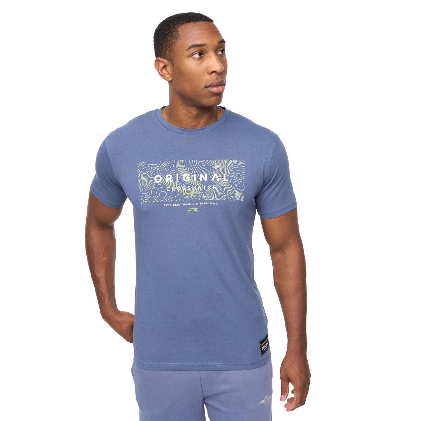 Denim Blue - Front - Crosshatch Mens Mappedout T-Shirt