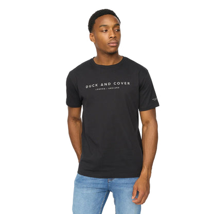 Black - Side - Duck and Cover Mens Crytons Heavyweight T-Shirt