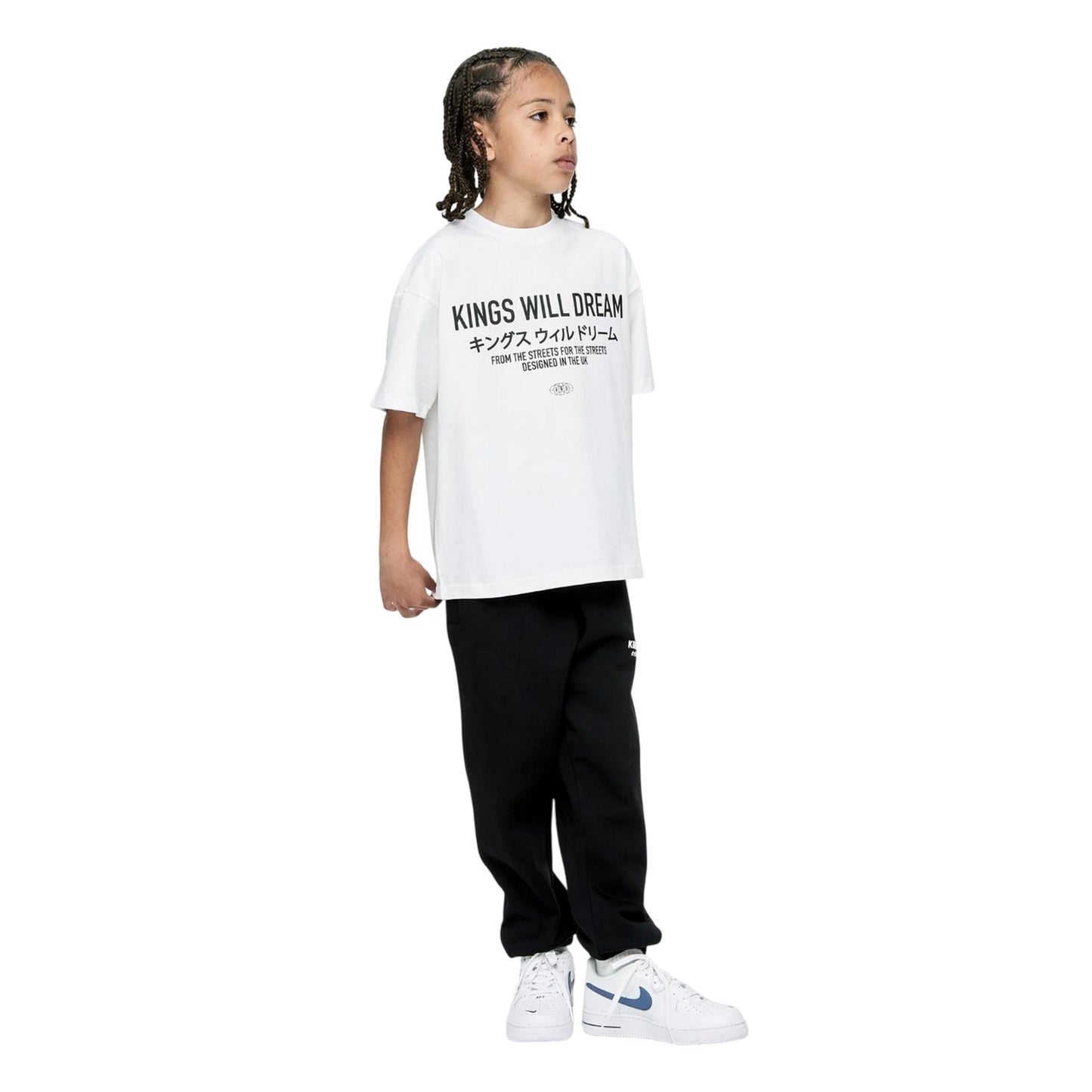 White - Side - Kings Will Dream Boys Studio Stacked T-Shirt