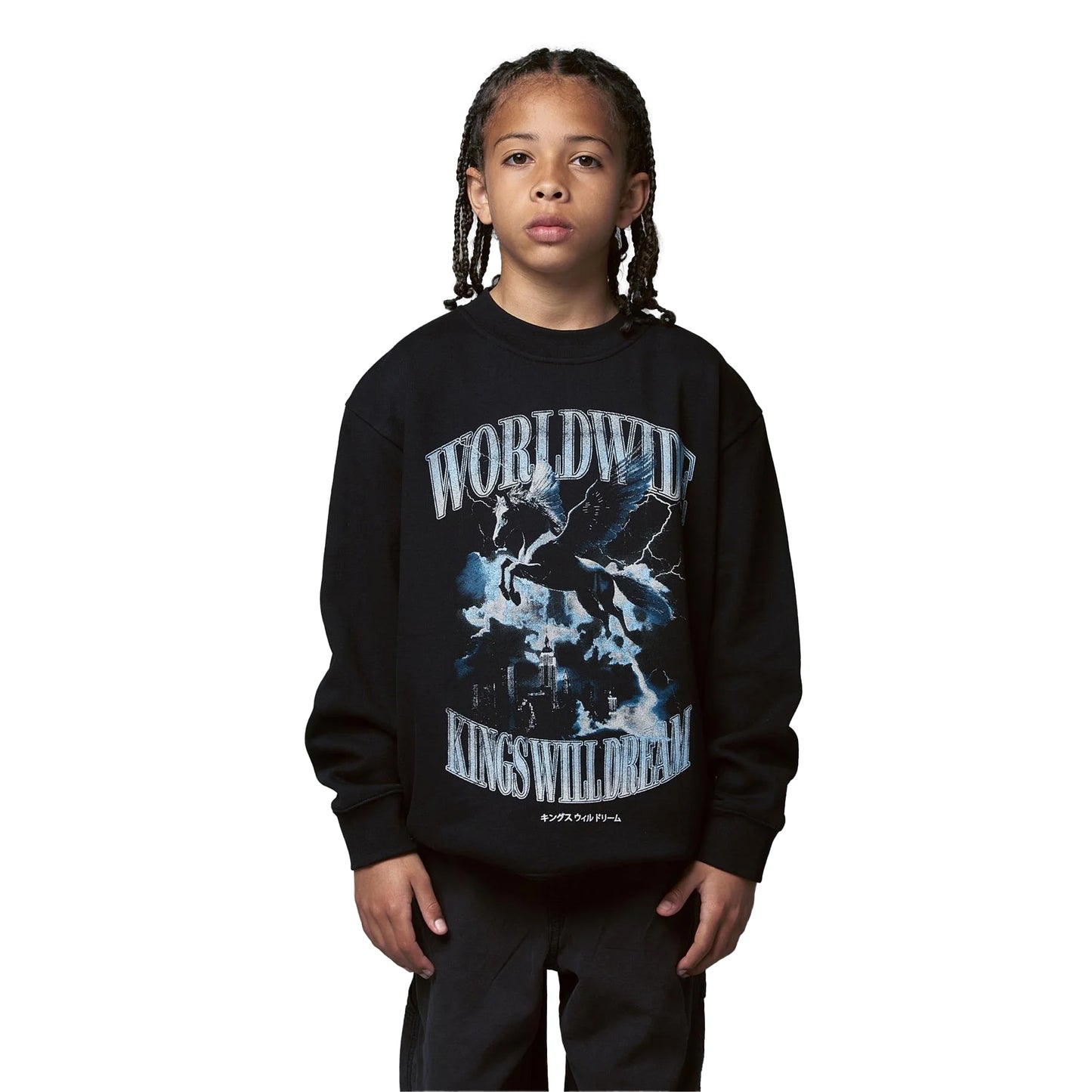 Black - Front - Kings Will Dream Boys Studio Worldaround Crew Neck Sweatshirt