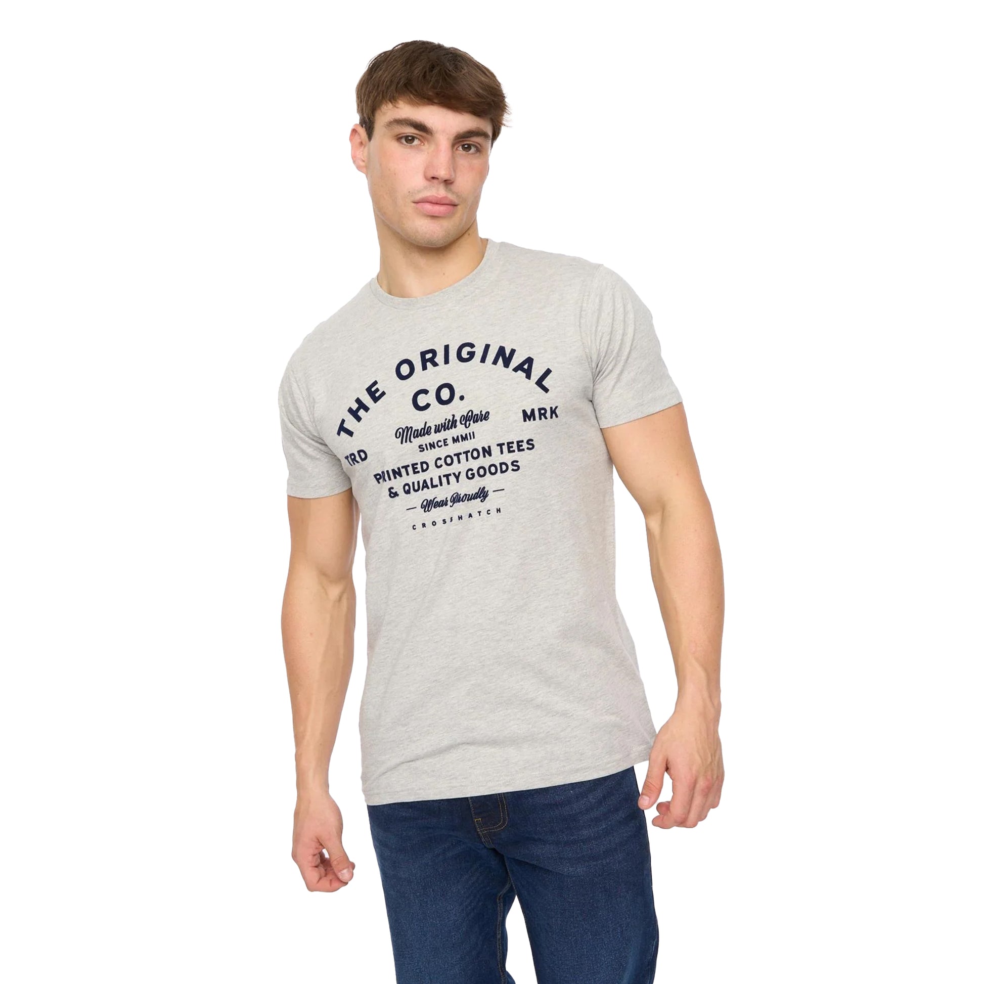 Grey Marl - Side - Crosshatch Mens Shoptown T-Shirt