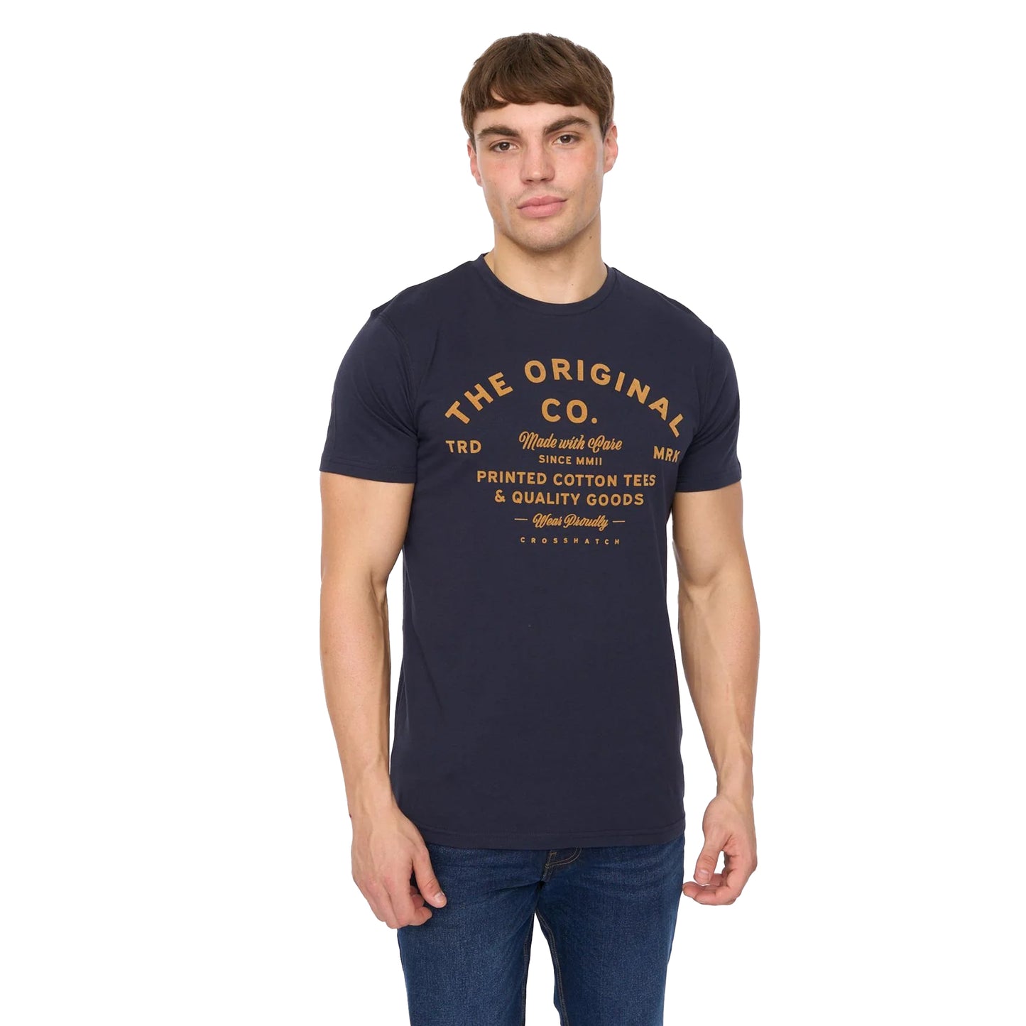 Navy - Front - Crosshatch Mens Shoptown T-Shirt