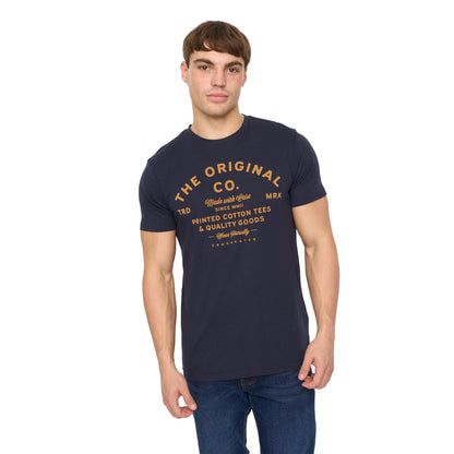 Navy - Side - Crosshatch Mens Shoptown T-Shirt