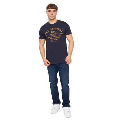 Navy - Lifestyle - Crosshatch Mens Shoptown T-Shirt