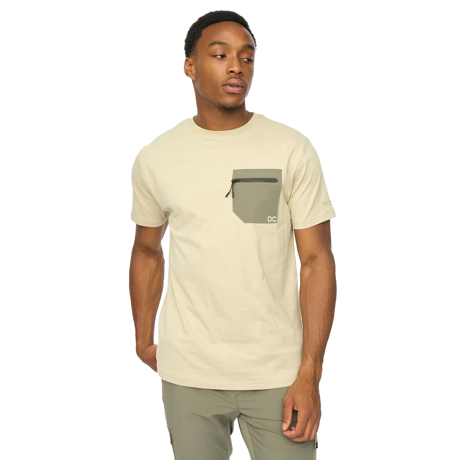 Light Sage - Side - Duck and Cover Mens Kematone T-Shirt