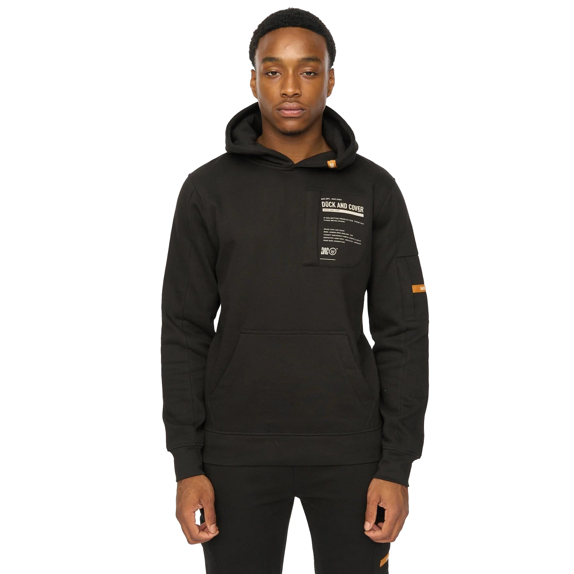 Black - Side - Duck and Cover Mens Adamsberg Hoodie And Joggers Set