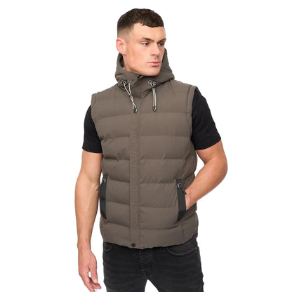 Deep Olive - Side - Crosshatch Mens Kampleys Embossed Padded Gilet