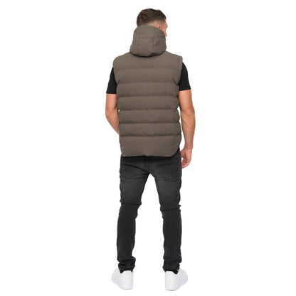 Deep Olive - Back - Crosshatch Mens Kampleys Embossed Padded Gilet