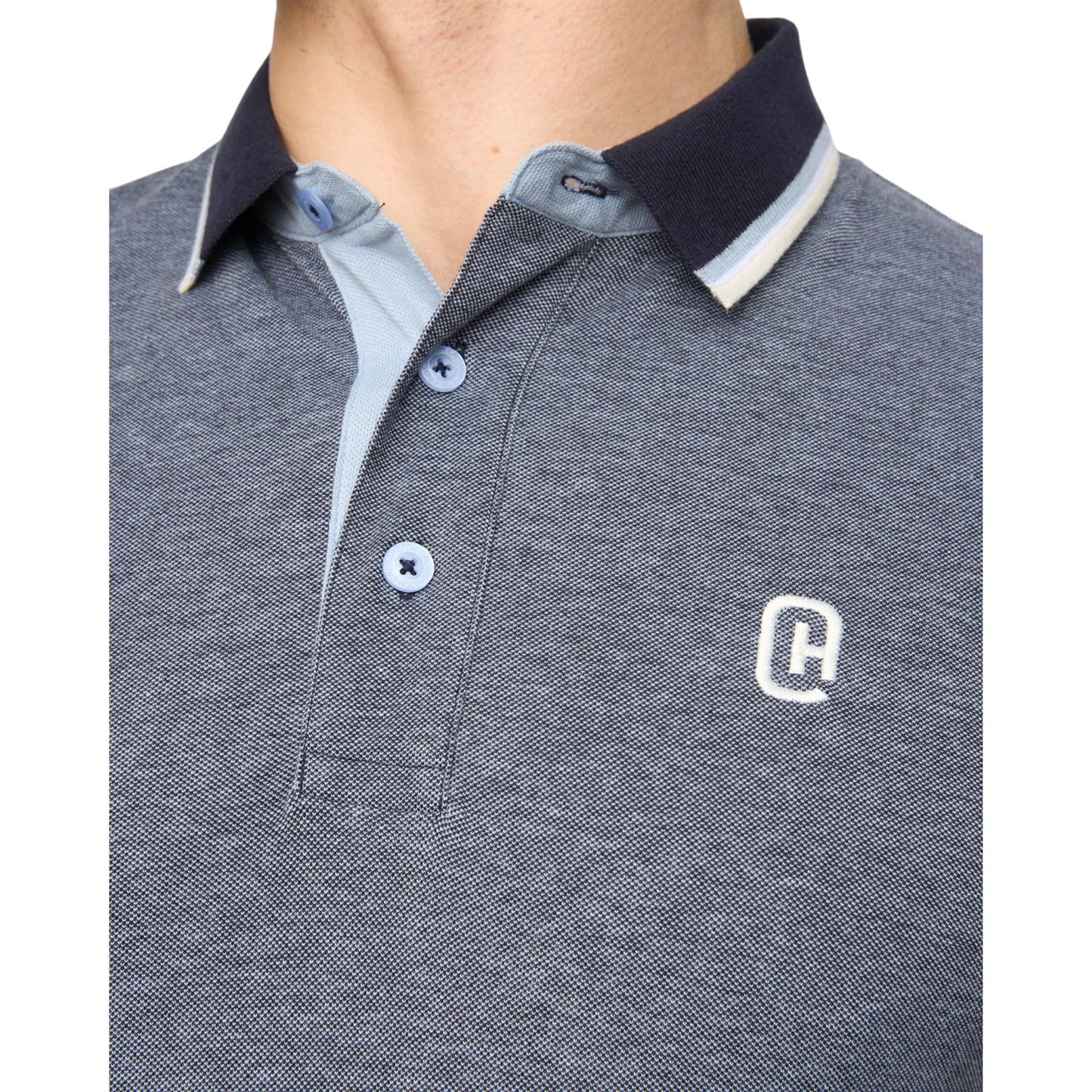 Navy - Side - Crosshatch Mens Mettormoore Polo Shirt