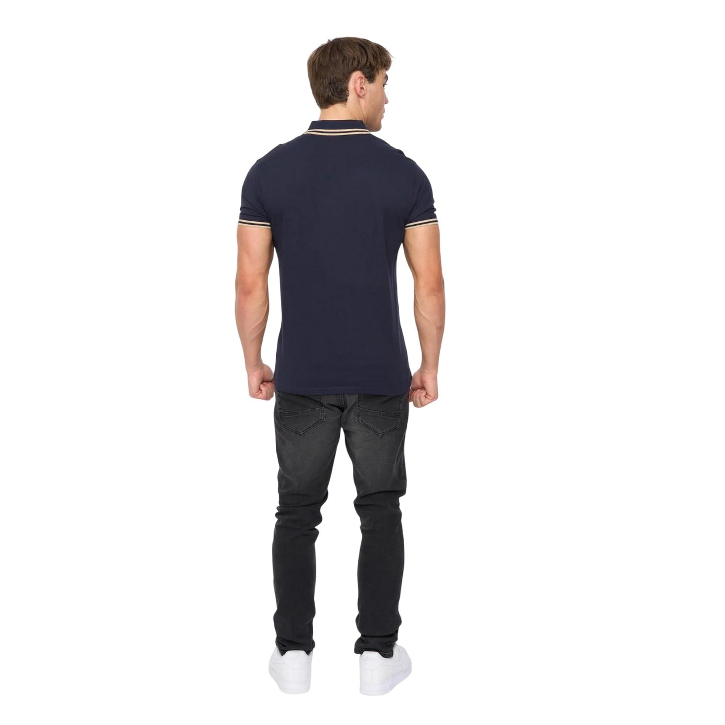 Navy - Back - Crosshatch Mens Mackerby Polo Shirt