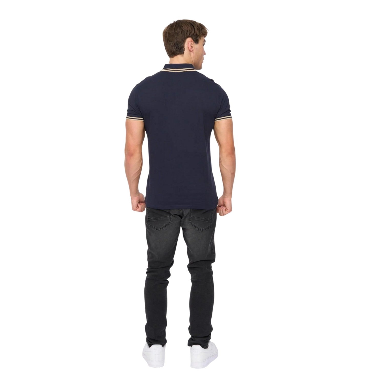 Navy - Back - Crosshatch Mens Mackerby Polo Shirt