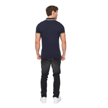 Navy - Back - Crosshatch Mens Mackerby Polo Shirt